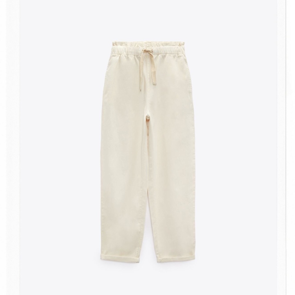Zara White/Ecru Paperbag Pants